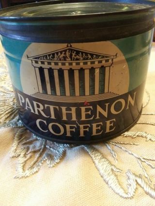 Vintage Colonial Coffee Tin With Parthenon On It,  Nashville Tennessee