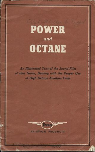 Wwii Power And Octane Esso Aviation Products Booklet 7 - 3/4 " X 5 " W/ 23 Pages