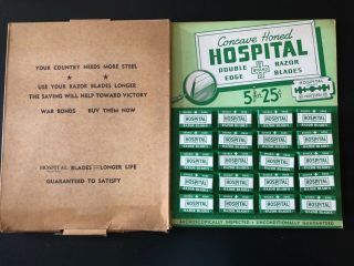 Vintage Hospital Razor Blades Counter Display Steel Wwii Drug Store Pharmacy