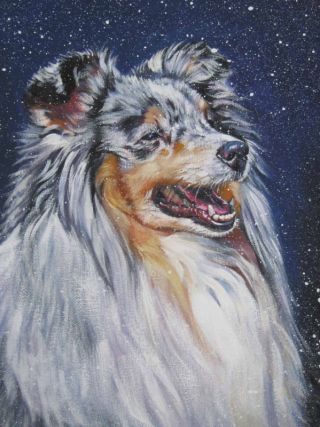 Shetland Sheepdog Sheltie Dog Art Canvas Printof Lashepard Painting 8x10