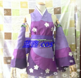 Fairy Tail Erza Scarlet Purple Kimono Cosplay Costume F008