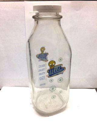 Vintage Square Quart Milk Bottle - Warner Brothers,  Tweety - 2000