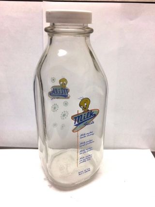 Vintage Square Quart Milk Bottle - Warner Brothers,  Tweety - 2000 2