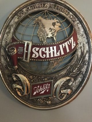 Vintage Schlitz Beer Sign Jos Schlitz Brewing Co.  Plastic Map Sign Bar Decor