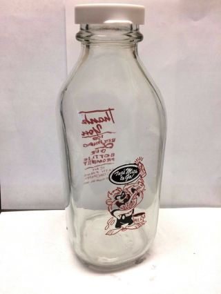 Vintage Square Quart Milk Bottle - Warner Brothers,  Taz - 1995