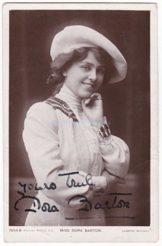 Stage Actress Dora Barton In Costume.  Signed Postcard