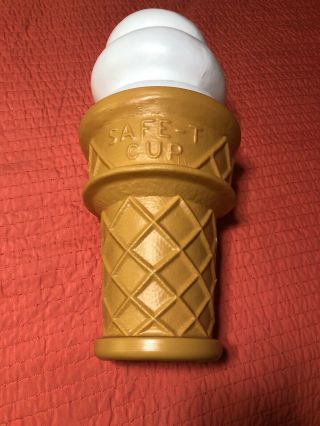 Vintage Vanilla Safe - T Cup Ice Cream Cone Advertising Coin Bank 26 Inches Tall 2