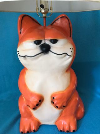 Garfield Orange Cat Custom Pottery Lamp HUGE Size One of a Kind Over 2.  5 Feet 2