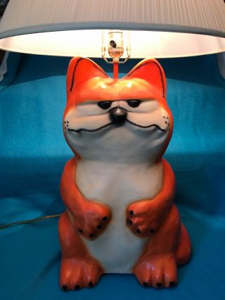 Garfield Orange Cat Custom Pottery Lamp HUGE Size One of a Kind Over 2.  5 Feet 3