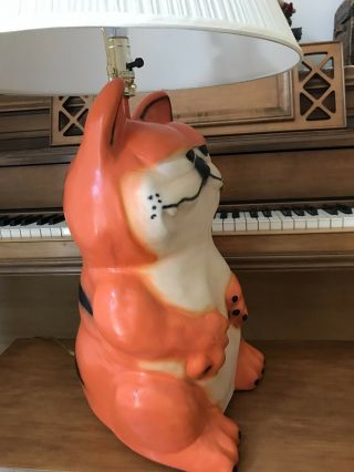 Garfield Orange Cat Custom Pottery Lamp HUGE Size One of a Kind Over 2.  5 Feet 6