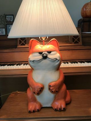 Garfield Orange Cat Custom Pottery Lamp HUGE Size One of a Kind Over 2.  5 Feet 8