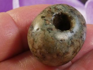 Giant Ancient Pre - Columbian Mesoamerican Green Jade Necklace Bead 24 By 17.  3mm