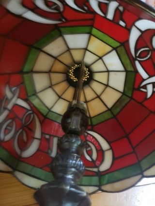 Coca Cola Vintage Metal Lamp Real Stained Glass Lamp Shade Collectable Authentic 3