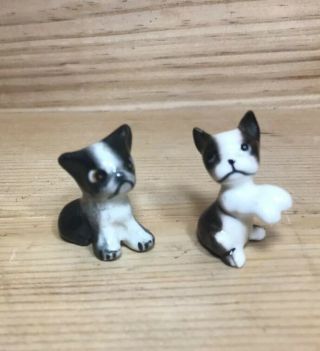 Vintage Miniature Ceramic Boston Terrier Boxer Bulldog Bone China Figurine Puppy