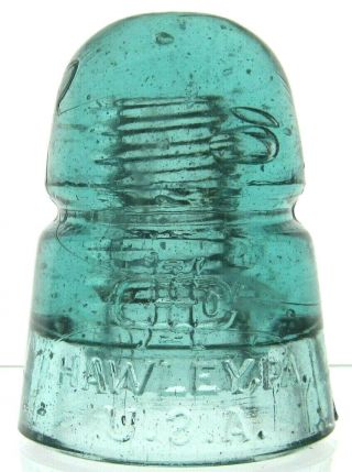 Cd 145 Aqua Hawley (harloe) Antique Glass Telegraph Insulator U.  Ƨ.  A.  Error