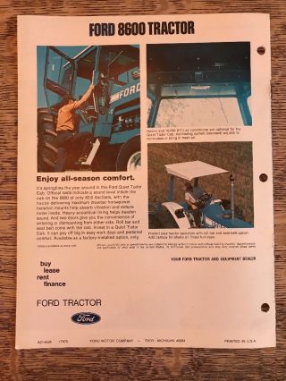 Vintage Ford 8600 Farm Tractor Brochure Dealer Advertising 5