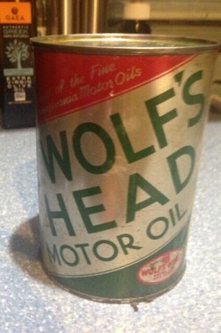 Vintage Wolfshead Quart Can / Empty / 1950’s