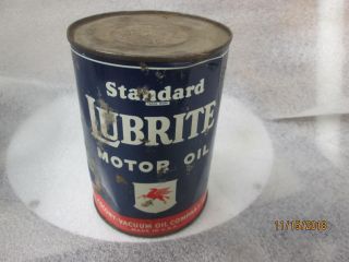Early Standard Lubrite Motor Oil Quart Metal Can 2