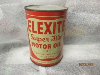 Early Elexite Film Motor Oil Quart Metal Can