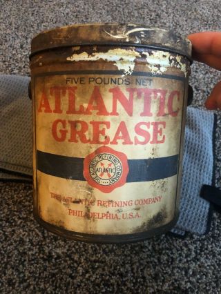 Vintage Atlantic Refining Company 5 Pound Motor No 3 Grease Not Motor Oil Can
