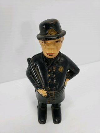 Vintage Rare Cast Iron - Police Bobby Cop Bank - Americana Collectible
