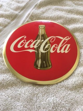 Vintage Tin Over Cardboard Coca Cola Coke Button 9” Sign Nr