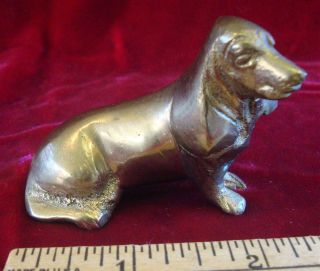Vintage Brass Basset Hound Dog Figurine