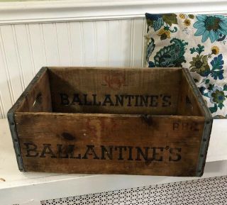 Vintage Ballantines Beer Wooden Crate Box Shabby Chic Farmhouse Deco Newark Nj