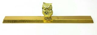 Vintage Brass Owl 12 " Ruler Collectible Paperweight Teacher Gift Large Heavy