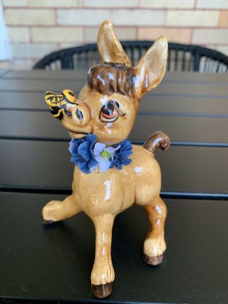Vintage Ceramic Donkey Mule Bee On Nose Figurine