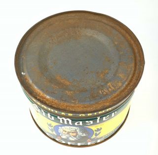 Vintage 1930 ' s Old Master Coffee Tin 1lbs Euclid Company Cleveland Ohio 3