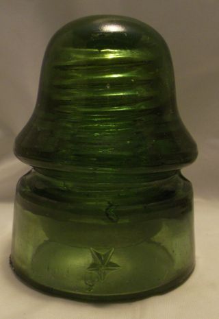 Olive Green Star Smooth Base Signal (cd 162) Glass Insulator