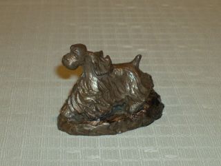 Vintage Estate Cast Metal Bronze? Miniature Cocker Spaniel Sculpture EUC 2
