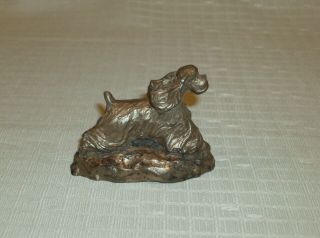 Vintage Estate Cast Metal Bronze? Miniature Cocker Spaniel Sculpture EUC 4