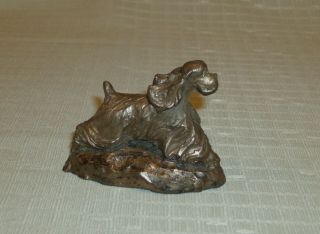 Vintage Estate Cast Metal Bronze? Miniature Cocker Spaniel Sculpture EUC 6