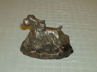 Vintage Estate Cast Metal Bronze? Miniature Cocker Spaniel Sculpture EUC 7