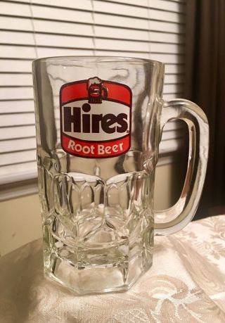 Awesome Hires Root Beer Glass Mug - Heavy Block Glass 6” Nos