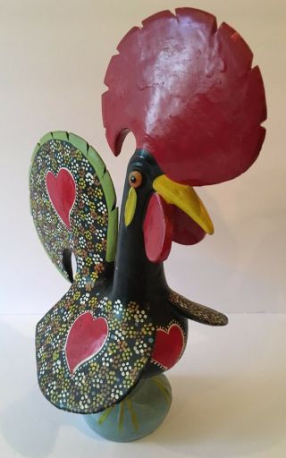 Vintage Folk Art Hand Painted Chicken Rooster Pottery Figure Signed 2 - 1a 5