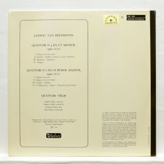 VEGH QUARTET - BEETHOVEN string quartets op.  18 nos.  4 & 6 VALOIS MB1403 LP NM 2