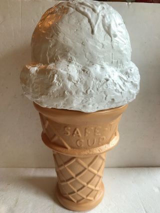 Safe T Cup Ice Cream Cone Plastic Blow Mold Advertising Lighted Vanilla 24”