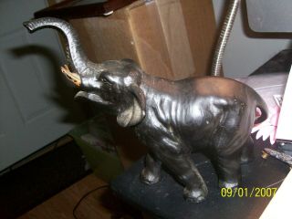 Vintage Cast Iron Metal Black Elephant Figurine,  Statue,  Weighty