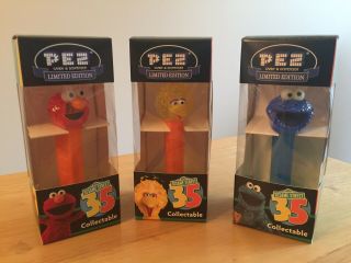 Pez Sesame Street 35th Anniversary Box Set Of 3,  Nib