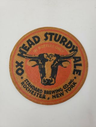 Ox Head Sturdy Ale Standard Brewing Co Ny 1930’s 4 Inch Absorbo Coaster Co.