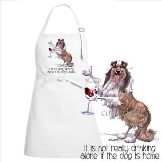 Collie Dog Breed Cartoon Art Not Drinking Alone Kitchen Chef Apron