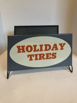Rare Vintage Tire Rack Display Sign Gas Station Sign Holiday Firestone Fisk Hood