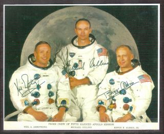 Apollo 11 Photo Reprint,  Autograph Neil Armstrong,  Buzz Aldrin,  Michael Collins