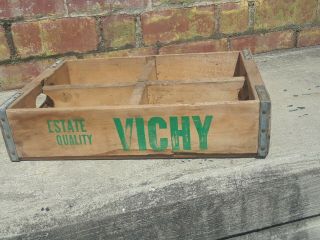 Vintage Pop Soda Bottle Wood Advertising Crate VICHY Estate CINCINNATI OH 4