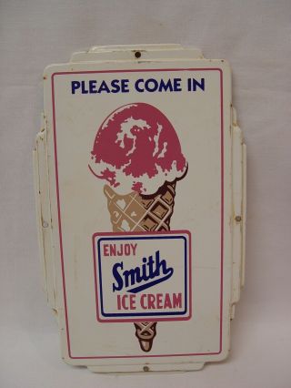 Enjoy Smith Ice Cream Please Come In Tin Metal Advertising Door Push Sign
