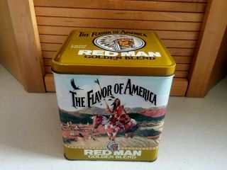 Vintage Red Man Chewing Tobacco The Flavor Of America Golden Blend 6 3/4 " Tin