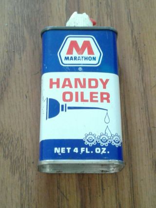 Vintage Marathon Oil Co.  Handy Oiler Tin With Content